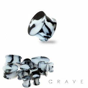 FLEXIBLE DOUBLE FLARED FLAT SILICONE MARBLE COLORED SADDLE PLUG