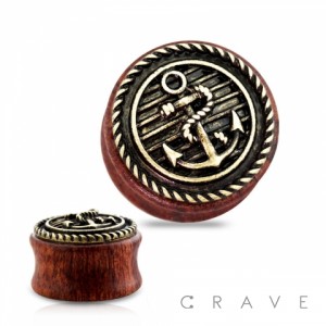 ANTIQUE GOLD BURNISH ANCHOR TOP PLATE SONO WOOD DOUBLE FLARE SADDLE TUNNELS