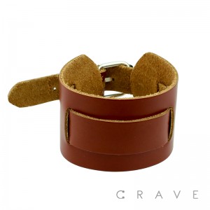 BROWN LEATHER BRACELET WITH STRAP BELT BUCKLE