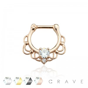 FILIGREE ROPE DESIGNED GEM CENTERED SEPTUM CLICKER