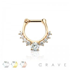MULTI CZ GEM PAVED ROYAL HOOP SEPTUM CLICKER