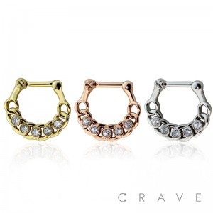 CUBI ZIRCONIA EMBEDDED CHAIN SEPTUM CLICKER