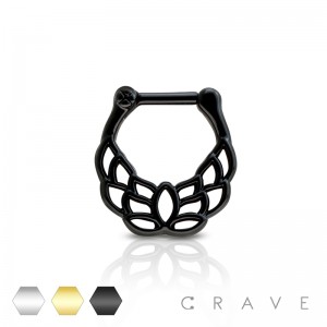 LOTUS LEAF PATTERNED HOOP SEPTUM CLICKER