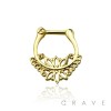 GOLD PLATED OVER 316L SURGICAL STEEL FILIGREE LACE SEPTUM CLICKER
