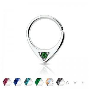 16GA SINGLE GEM ABSTRACT SEPTUM RING