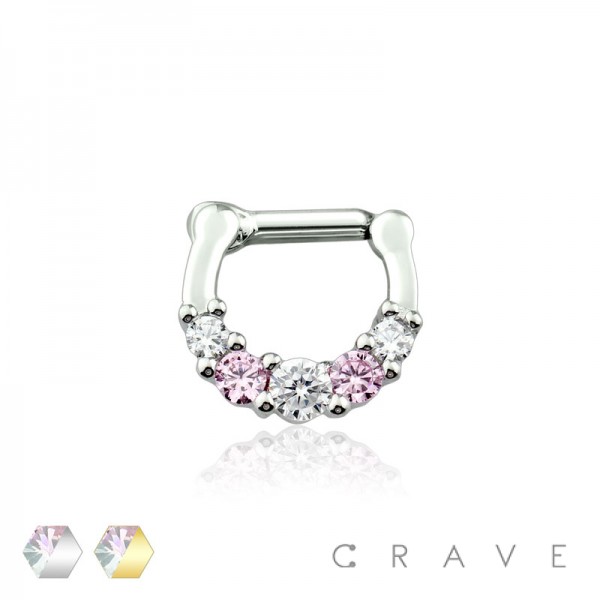 TWO TONE CZ PAVED HOOP SEPTUM CLICKER