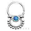 TRIBAL DOUBLE LOOK OPAL CENTERED 100% SURGICAL STEEL SEPTUM RING