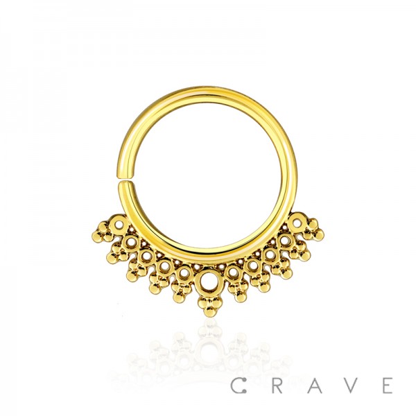 GOLD PLATED 16GA BUBBLE CLUSTERED SEPTUM RING
