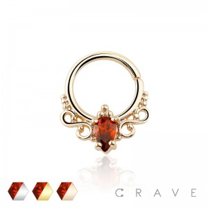 ROYAL RUBY RED PRONG SET CZ SEPTUM RING