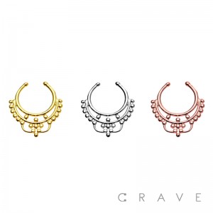 316L SURGICAL STAINLESS STEEL ROYAL ORNATE FAKE SEPTUM HANGER