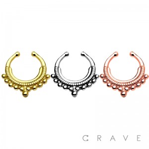 316L SURGICAL STAINLESS STEEL MULTI BEAD FAKE SEPTUM HANGER