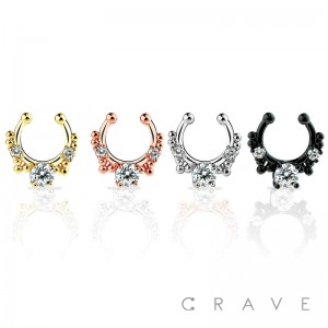 TRIPLE CROWN PRONG SET FAKE SEPTUM HANGER