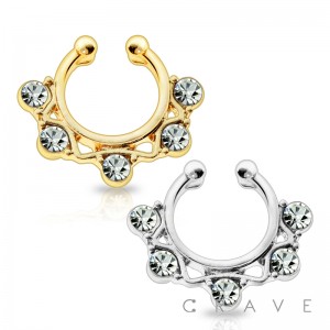 FIVE RINGS CLEAR GEM FAKE SEPTUM HANGER