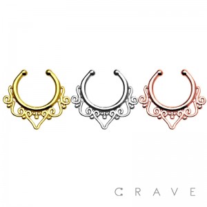 100% PURE SURGICAL STEEL FILIGREE PATTERNED FAKE SEPTUM HANGER