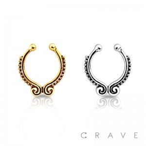 ANTIQUE BEADED LINE SWIRL SEPTUM HANGER