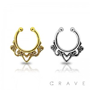 ANTIQUE GODDESS FILIGREE FAKE SEPTUM HANGER