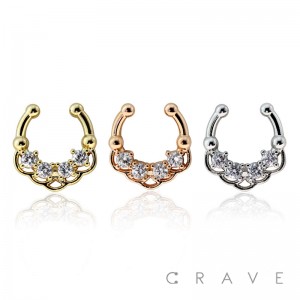 ROUND LACE PRONG SET CZ FAKE SEPTUM HANGER