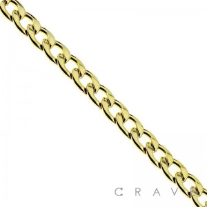 GOLD PLATED CUBAN CHAIN LINK STAINLESS STEEL BRACELET