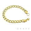GOLD PLATED CUBAN CHAIN LINK STAINLESS STEEL BRACELET