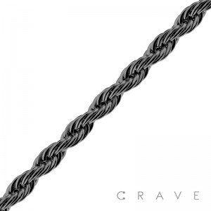 BLACK IP PLATED STAINLESS STEEL ROPE CHAIN LINK BRACELET