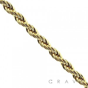 GOLD PLATED ROPE CHAIN LINK STAINLESS STEEL BRACELET