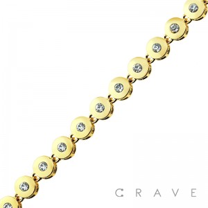 GOLD PLATED GEM EMBEDDED CHAIN LINK BRACELET