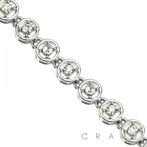CZ PRONG ROUND LINK CHAIN BRACELET