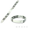TWO TONE RUBBER AND STAINLESS STEEL ID CURB CHAIN BRACELET