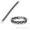 BLACK RUBBER STAINLESS STEEL BICYCLE CHAIN LINK BRACELET