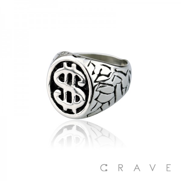 STAINLESS STEEL DOLLAR SIGN RING