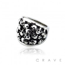 STAINLESS STEEL MULTI DEATH SKULLS RING