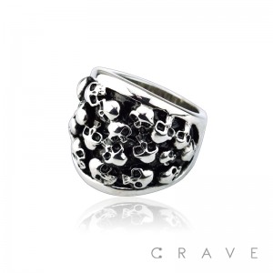STAINLESS STEEL MULTI DEATH SKULLS RING