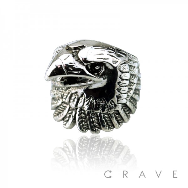 STAINLESS STEEL NATIVE EAGLE DESIGN RING