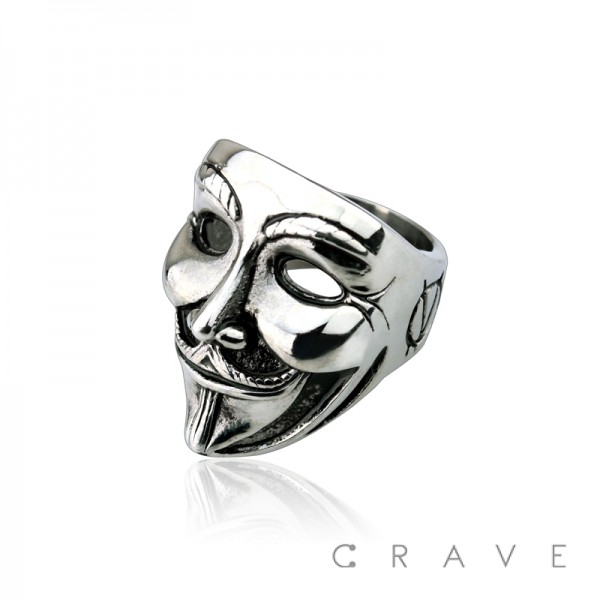 STAINLESS STEEL GUY FAWKES MASK RING