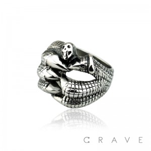 STAINLESS STEEL DRAGONS SKULL GRIP RING