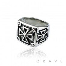 STAINLESS STEEL IRON CROSS SQUARE RING