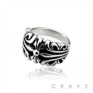 STAINLESS STEEL TRIBAL FLOWER BAND RING