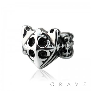 STAINLESS STEEL MEDIEVAL SHIELD WITH CELTIC CROSS RING