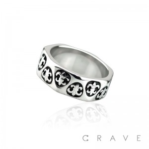 STAINLESS STEEL FLEUR DE LIS DESIGN BAND RING