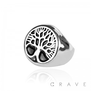 STAINLESS STEEL TREE OF LIFE BIKER RING