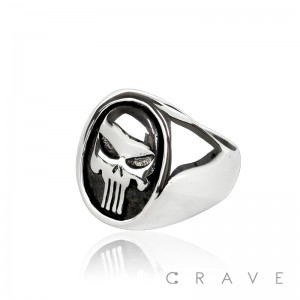 STAINLESS STEEL SKULL BIKER RING