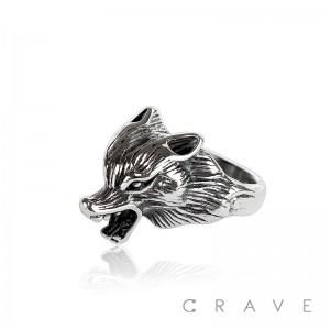 STAINLESS STEEL FOX BIKER RING
