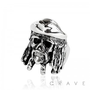 STAINLESS STEEL PIRATE SKULL BIKER RING