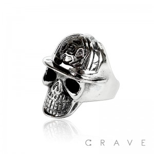 STAINLESS STEEL SKULL DEADLY FIRE FIGHTER BIKER RING