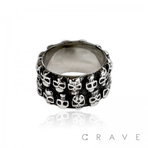 STAINLESS STEEL SKULL BIKER BAND RING