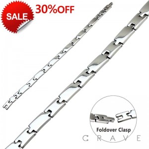 PLAIN H-LINK HIGH POLISHED STAINLESS STEEL BRACELET