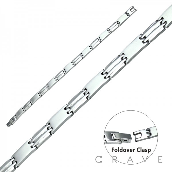 DOUBLE INLAY LINK CHAIN STAINLESS STEEL BRACELET