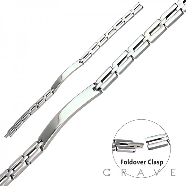 STAINLESS STEEL WATCH BAND LINK CHAIN CURB ID BRACELET