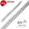 WIDE SQUARE DOUBLE STRIPE CENTERED STAINLESS STEEL BAND BRACELET