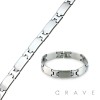 WIDE DUAL FINISH STAINLESS STEEL H LINK BRACELET